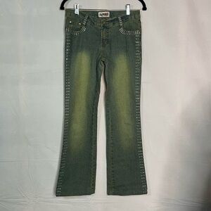 90s Flare Bedazzled Low Rise Faded tag 1080 MA Denim Jeans